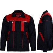 تصویر لباس کار دو تیکه طوسی قرمز ست ورک پرو 