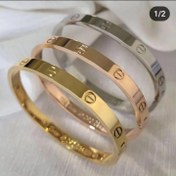 تصویر دستبند کارتیر سه عددی استیل طرح طلا 