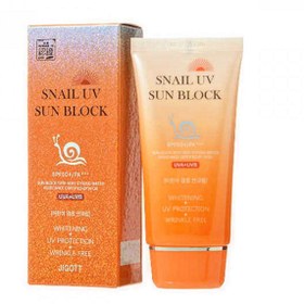 تصویر کرم ضد آفتاب حلزون جیگوت مدل اسنیل یووی سان بلاک با SPF50+ و PA+++ Jigott Snail UV Sun Block SPF5 