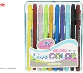 تصویر ماژيک رنگ آميزي مونامي مدل لايو کالر - بسته 10 رنگ ا Monami Live Color 10 Color Painting Marker Monami Live Color 10 Color Painting Marker