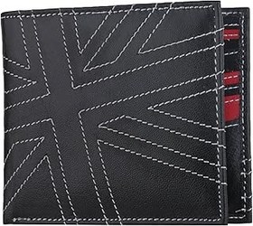 تصویر K London Stylish Union Jack Card Coin Coin Pocket Leather Leather Mens Wallet - (652_BRT_WHITE) K London Stylish Union Jack Inspired Card Coin Pocket Real Leather Mens Wallet - (652_BRT_White)