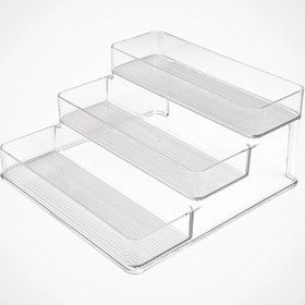 تصویر استند لوازم آرایش ۳ پله شفاف لیمون 