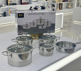 تصویر سرویس قابلمه استیل زیو مدل 1395-Z 1395-Z steel pot service Ziv model