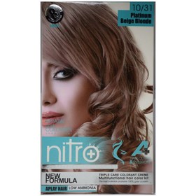 تصویر کیت رنگ مو نیترو پلاس رنگ بلوند بژ پلاتینه شماره 10/31 Nitro Plus Hair & Eyebrow Color Kit 100ml NO 10/31