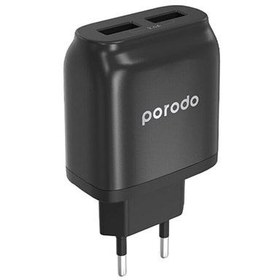 تصویر شارژر دیواری پرودو مدل Dual USB PD-0203TEU-BK Porodo Dual USB Wall Charger | PD-0203TEU-BK