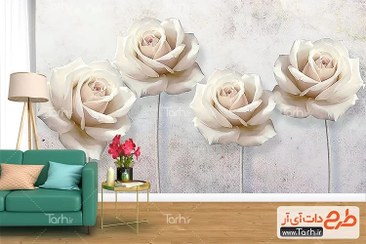 تصویر پوستر دیواری سه بعدی گل اتاق خواب 