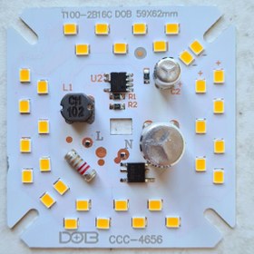 تصویر چیپ ال ای دی 30 وات ماژول دی او بی 2خازنه رنگ آفتابی مناسب جهت تعمیر لامپ. chip led dob 30w 220v ccc