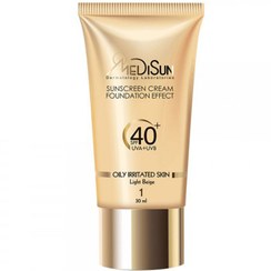 تصویر کرم ضد آفتاب کرم‌ پودری پوست چرب و حساس مدیسان SPF40 بژ روشن 