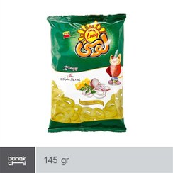 تصویر اسنک رینگی با طعم پنیر و پیاز جعفری لوسی - 145 گرم Lucy - Cheese and onion parsley ring snack - 145 g