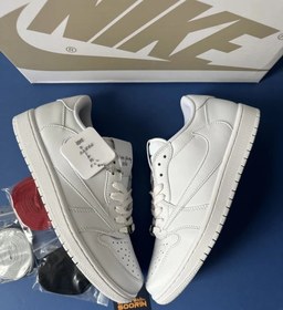 تصویر نایک ایر جردن وان لو تراویس اسکات وایت پارتی NIKE AIR JORDAN I LOW TRAVIS SCOTT WHITE PARTY