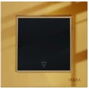 تصویر کلید و پریز ویرا مدل امگا رنگ طلایی با روکش گلس 