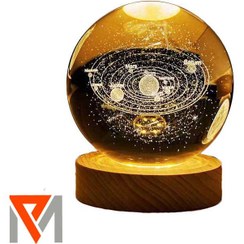 تصویر گوی کریستالی طرح منظومه شمسی سایز ۸ با چراغ رنگی 