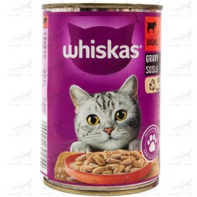 تصویر کنسرو گربه ویسکاس با طعم گوساله 400 گرم Whiskas Cat With Beef 400g