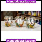 تصویر فنجان دو جداره گلدار 