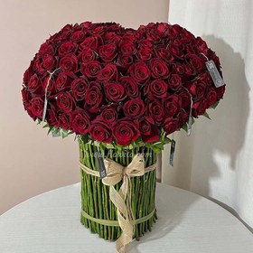 تصویر دسته گل قلبی رز هلندی کد 2 