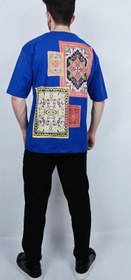 تصویر تیشرت آستین کوتاه مردانه نخ پنبه گرم بالا طرح قالی Men's short-sleeved t-shirt, warm cotton yarn, carpet design