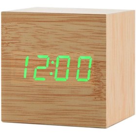 تصویر ساعت رومیزی دیجیتال مکعبی Digital Wooden Clock