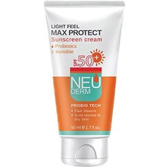 تصویر کرم ضد آفتاب نئودرم رنگی مدل Max Protect فاقد چربی SPF50 حجم 50 میل Neuderm Sunscreen Cream Tinted Max Protect SPF50 Oil Free 50ml