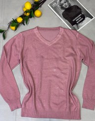 تصویر بلوز بافت نگینی وارداتی - صورتی 