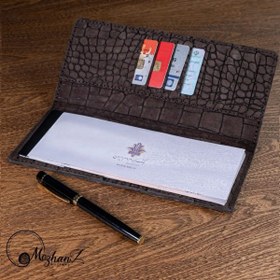 تصویر کیف دسته چک و مدارک چرم طبیعی شتر کد 1012 