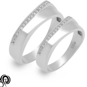 تصویر حلقه ست نقره زنانه و مردانه مدل RIS B19 با سنگ اتمی 