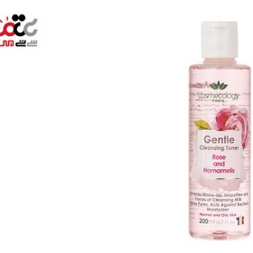 تصویر کاسمکولوژي تونرملايم و پاک کننده صورت مخصوص پوست هاي نرمال تا چرب 200 ميل COSMECOLOGY GENTLE CLEANSING TONER ROSE AND HAMAMELIS200ML