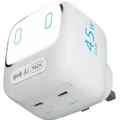 تصویر شارژر دیواری پاورولوژی مدل PWCUQC052WH ظرفیت ۴۵ وات با تکنولوژی گان 