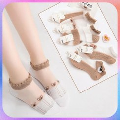 تصویر پک 5 تایی جوراب مچی زنانه فانتزی شیشه ای 