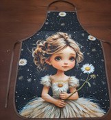 تصویر پیشبند فانتزی آشپزخانه طرح کارتونی و عروسکی جذاب با جیب کاربردی 