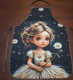 تصویر پیشبند فانتزی آشپزخانه طرح کارتونی و عروسکی جذاب با جیب کاربردی 