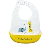 تصویر پیش بند سیلیکونی چیکو طرح فیل و زرافه Baby silicone apron