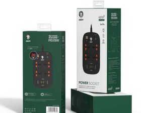 تصویر پریز برق green lion 4 AC 2 USB & 2 USB-C PD 40W multiport smart power socket 