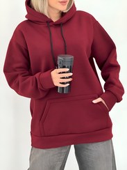 تصویر سویشرت زنانه مشکی کلاهدار تو کرکی سایز فری 