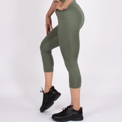 تصویر لگ اسلیم افکت جیبدار زیتونی قد 75 – Agi Slim Effect Leggings Haki 