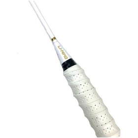 تصویر راکت بدمینتون کربن همراه با کاور ، لی نینگ ، رنگ سفید ا badminton-rocket badminton-rocket