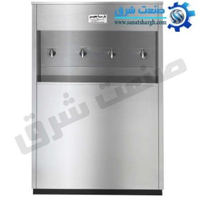 تصویر آبسردکن استیل Large steel water cooler with four taps 4BS