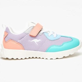 تصویر کفش ورزشی دخترانه با طراحی رنگی و بسته شدن چسبی برند kangaroos Girl's Colourblock Sports Shoes with Hook and Loop Closure