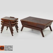 تصویر میز جلومبلی و میز عسلی قایقی ام دی اف با صفحه عایق شده 
