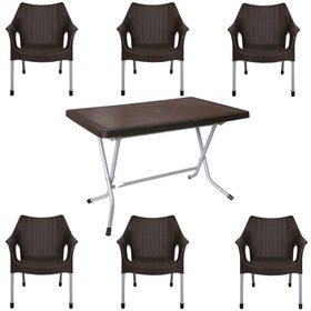 تصویر ست میز و صندلی 6 نفره حصیر بافت ناصر پلاستیک کد 521 991 
