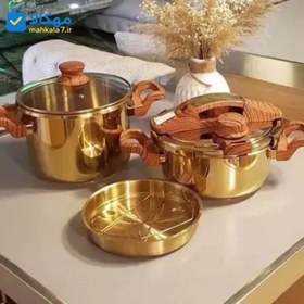 تصویر زودپز دوقلو کرکماز ظرفیت ۷ لیتر طلایی 