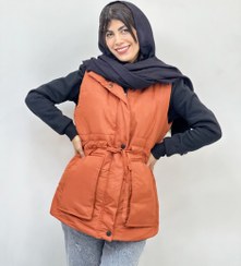 تصویر پافر زنانه کمرگت جیب کج 