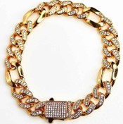 تصویر دستبند زنانه طلایی نگین دار مدل زنجیری لوکس | زیورآلات شیک بوبینو 