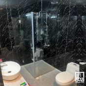 تصویر کابین دوش فریم لس سایز ۹۰*۹۰ درب لولایی 