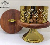 تصویر استند ظرف کاسه شکلات خوری تنقلات خوری ایکیا چوب مصنوعی و فلز آبکاری فورتیک رنگ قهوه ای روشن فندقی ( تکریمی شاپ ) 