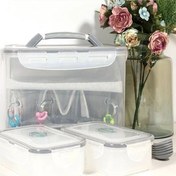 تصویر سرویس چایخوری مسافرتی ۶ نفره لیمون - طوسی 