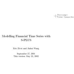 خرید و قیمت دانلود کتاب Modelling Financial Time Series with S-PLUS | ترب