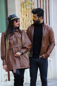 تصویر کاپشن چرم مردانه عسلی 