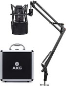 تصویر AKG P220 High-Performance Large Diaphragm True Condenser Microphone Bundle with Knox Gear Desktop Boom Scissor Arm Mic Stand &amp; Knox Gear Pop Filter (3 Items) 