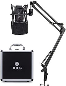 تصویر AKG P220 High-Performance Large Diaphragm True Condenser Microphone Bundle with Knox Gear Desktop Boom Scissor Arm Mic Stand &amp; Knox Gear Pop Filter (3 Items) 