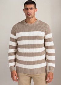 تصویر بافت مردانه راه راه - طوسی / فری سایز 